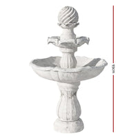 Solar Water Feature 3-Tier Fountain with Pump Kit Bird Bath 93CM Ivory Home & Garden Kings Warehouse