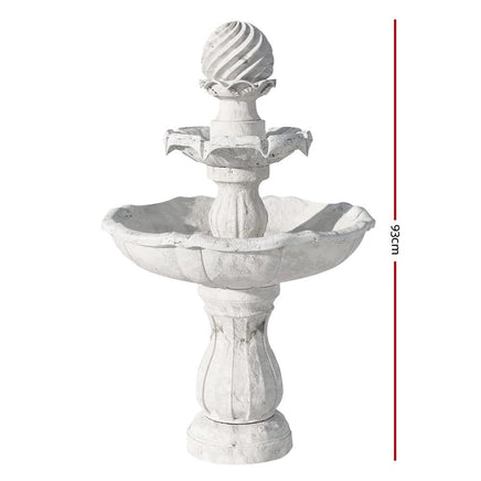Solar Water Feature 3-Tier Fountain with Pump Kit Bird Bath 93CM Ivory Home & Garden Kings Warehouse
