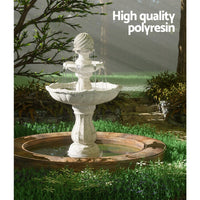 Solar Water Feature 3-Tier Fountain with Pump Kit Bird Bath 93CM Ivory Home & Garden Kings Warehouse