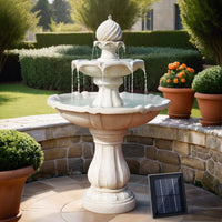 Solar Water Feature 3-Tier Fountain with Pump Kit Bird Bath 93CM Ivory Home & Garden Kings Warehouse
