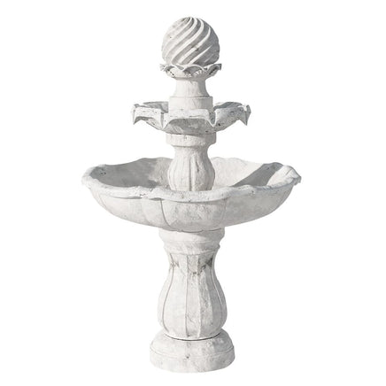 Solar Water Feature 3-Tier Fountain with Pump Kit Bird Bath 93CM Ivory Home & Garden Kings Warehouse