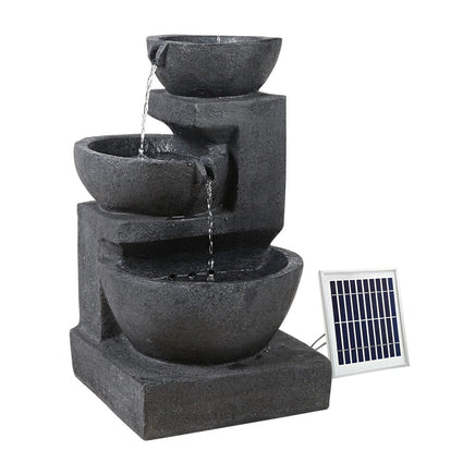 Solar Water Feature Cascading Fountain 3-Tier Bowl LED Lights 60CM Blue Home & Garden Kings Warehouse