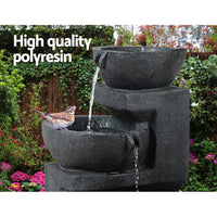 Solar Water Feature Cascading Fountain 3-Tier Bowl LED Lights 60CM Blue Home & Garden Kings Warehouse