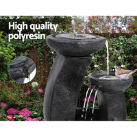Solar Water Feature Cascading Fountain 3-Tier Mushroom LED Light 70CM Home & Garden Kings Warehouse