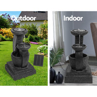 Solar Water Feature Cascading Fountain 3-Tier Mushroom LED Light 70CM Home & Garden Kings Warehouse