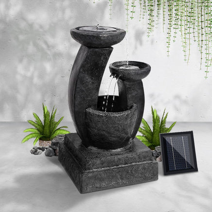 Solar Water Feature Cascading Fountain 3-Tier Mushroom LED Light 70CM Home & Garden Kings Warehouse