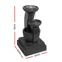 Solar Water Feature Cascading Fountain 3-Tier Mushroom LED Light 70CM Home & Garden Kings Warehouse