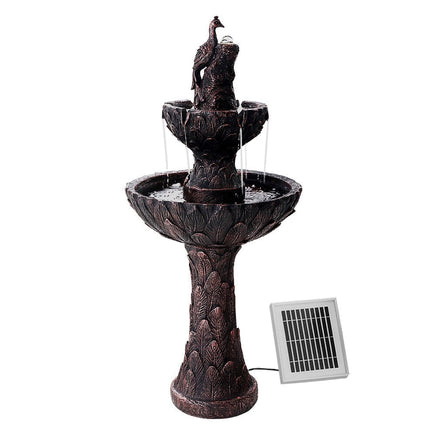 Solar Water Feature Tier Fountain with Pump Kit Bird Bath 106CM Peacock Home & Garden Kings Warehouse