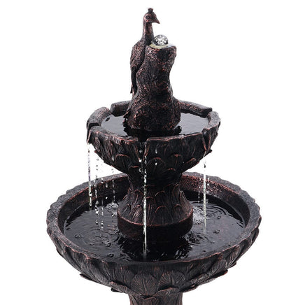 Solar Water Feature Tier Fountain with Pump Kit Bird Bath 106CM Peacock Home & Garden Kings Warehouse