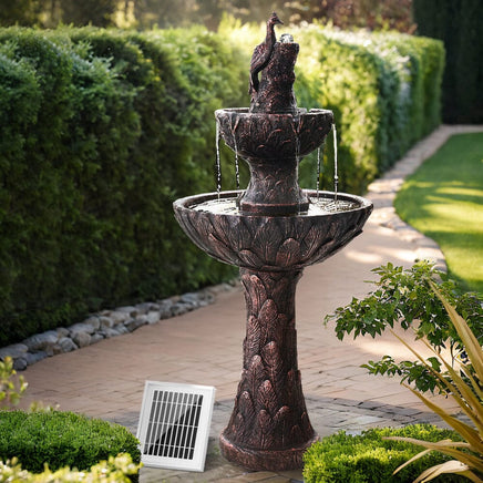 Solar Water Feature Tier Fountain with Pump Kit Bird Bath 106CM Peacock Home & Garden Kings Warehouse