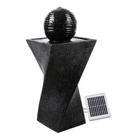 Solar Water Feature Twisted Fountain LED Light Bird Bath 85CM Black Home & Garden Kings Warehouse