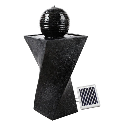 Solar Water Feature Twisted Fountain LED Light Bird Bath 85CM Black Home & Garden Kings Warehouse