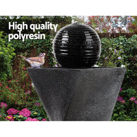 Solar Water Feature Twisted Fountain LED Light Bird Bath 85CM Black Home & Garden Kings Warehouse