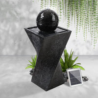 Solar Water Feature Twisted Fountain LED Light Bird Bath 85CM Black Home & Garden Kings Warehouse