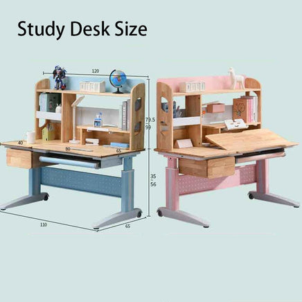 Solid Rubber Wood Height Adjustable Children Kids Ergonomic Pink Study Desk Chair 120cm AU Furniture Kings Warehouse