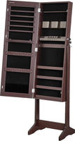 SONGMICS Jewelry Cabinet Armoire with Full-Length Frameless Mirror Brown JJC002K01