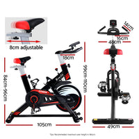 Spin Exercise Bike Fitness Commercial Home Workout Gym Equipment Black Summer Sale Kings Warehouse 