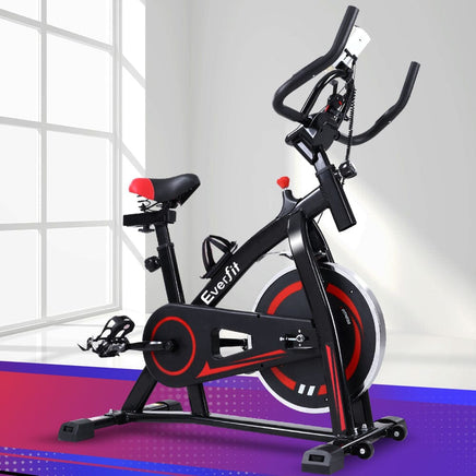 Spin Exercise Bike Flywheel Fitness Commercial Home Workout Gym Machine Bonus Phone Holder Black Early Christmas Sale Kings Warehouse