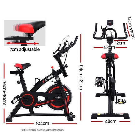Spin Exercise Bike Flywheel Fitness Commercial Home Workout Gym Machine Bonus Phone Holder Black Early Christmas Sale Kings Warehouse