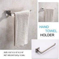 Square Hand Towel Holder Ring Wall Mounted Modern Towel Bar Bathroom Kitchen Kings Warehouse