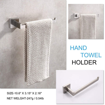 Square Hand Towel Holder Ring Wall Mounted Modern Towel Bar Bathroom Kitchen Kings Warehouse