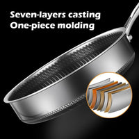 Stainless Steel Frying Pan Non-Stick Cooking Frypan Cookware 32cm Honeycomb Double Sided Furniture Kings Warehouse