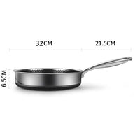Stainless Steel Frying Pan Non-Stick Cooking Frypan Cookware 32cm Honeycomb Double Sided Furniture Kings Warehouse