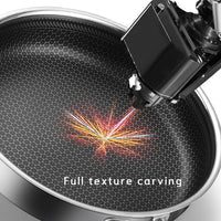 Stainless Steel Frying Pan Non-Stick Cooking Frypan Cookware 32cm Honeycomb Double Sided Furniture Kings Warehouse