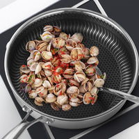 Stainless Steel Frying Pan Non-Stick Cooking Frypan Cookware 32cm Honeycomb Double Sided Furniture Kings Warehouse
