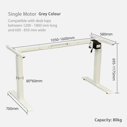 Standing Desk Height Adjustable Sit Stand Motorised Grey Dual Motors Frame 120cm Black Top Furniture Kings Warehouse