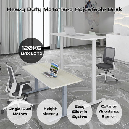 Standing Desk Height Adjustable Sit Stand Motorised Grey Single Motors Frame Top Furniture Kings Warehouse
