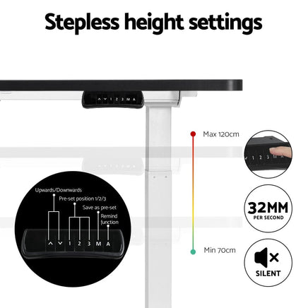 Standing Desk Motorised Dual Motor 120CM Black Furniture Kings Warehouse