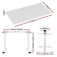 Standing Desk Motorised Dual Motor 120CM White Furniture Kings Warehouse