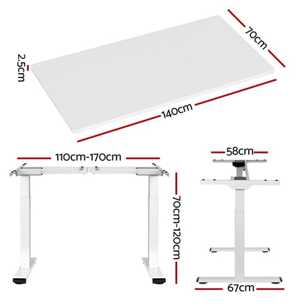 Standing Desk Motorised Dual Motor 140CM White Furniture Kings Warehouse