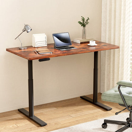 Standing Desk Motorised Electric Dual Motor Rustic Brown 140CM Furniture Kings Warehouse
