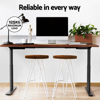 Standing Desk Motorised Electric Dual Motor Rustic Brown 140CM Furniture Kings Warehouse