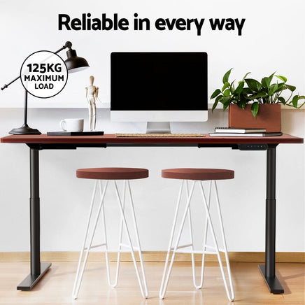 Standing Desk Motorised Electric Dual Motor Walnut 140CM Furniture Kings Warehouse