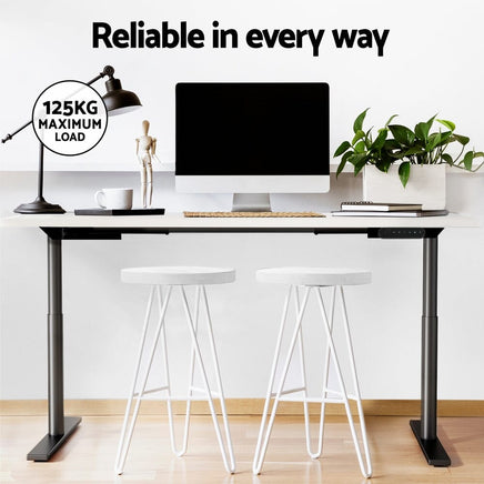 Standing Desk Motorised Electric Dual Motor White 140CM Furniture Kings Warehouse