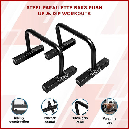 Steel Parallette Bars Push Up & Dip Workouts Sports & Fitness Kings Warehouse