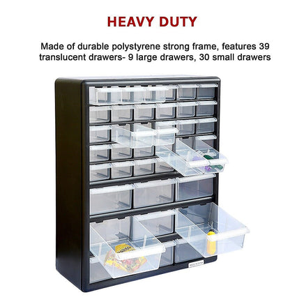 Storage Cabinet Drawers 39 Plastic Tool Box Containers Organiser Cupboard Furniture Kings Warehouse