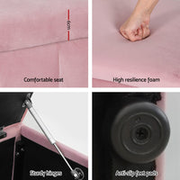 Storage Ottoman Blanket Box 103cm Velvet Pink Furniture Kings Warehouse