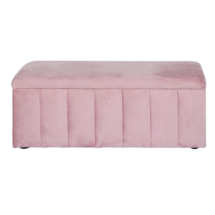 Storage Ottoman Blanket Box 103cm Velvet Pink Furniture Kings Warehouse
