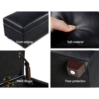 Storage Ottoman Blanket Box 80cm Leather Black Furniture Kings Warehouse