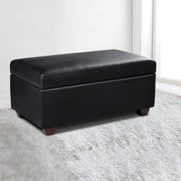 Storage Ottoman Blanket Box 80cm Leather Black Furniture Kings Warehouse