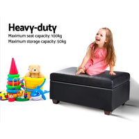Storage Ottoman Blanket Box 80cm Leather Black Furniture Kings Warehouse