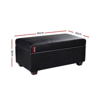 Storage Ottoman Blanket Box 80cm Leather Black Furniture Kings Warehouse