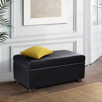 Storage Ottoman Blanket Box 80cm Leather Black Furniture Kings Warehouse