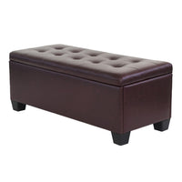 Storage Ottoman Blanket Box 97cm Leather Brown Furniture Kings Warehouse