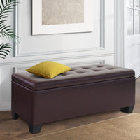 Storage Ottoman Blanket Box 97cm Leather Brown Furniture Kings Warehouse