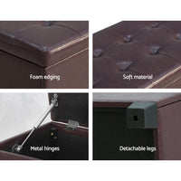 Storage Ottoman Blanket Box 97cm Leather Brown Furniture Kings Warehouse